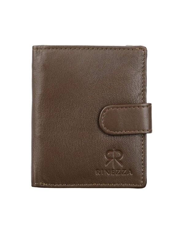 Rinezza Genuine Leather Slim Bi-Fold Wallet for Men | 6 Card Slots | Zip Coin Pocket | Compact 8cm x 10cm Design | Snap Closure | Stylish & Durable
