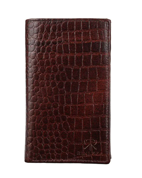 Rinezza Genuine Leather Long Wallet | Premium Crocodile-Textured Organizer for Men & Women | Card, Cash.