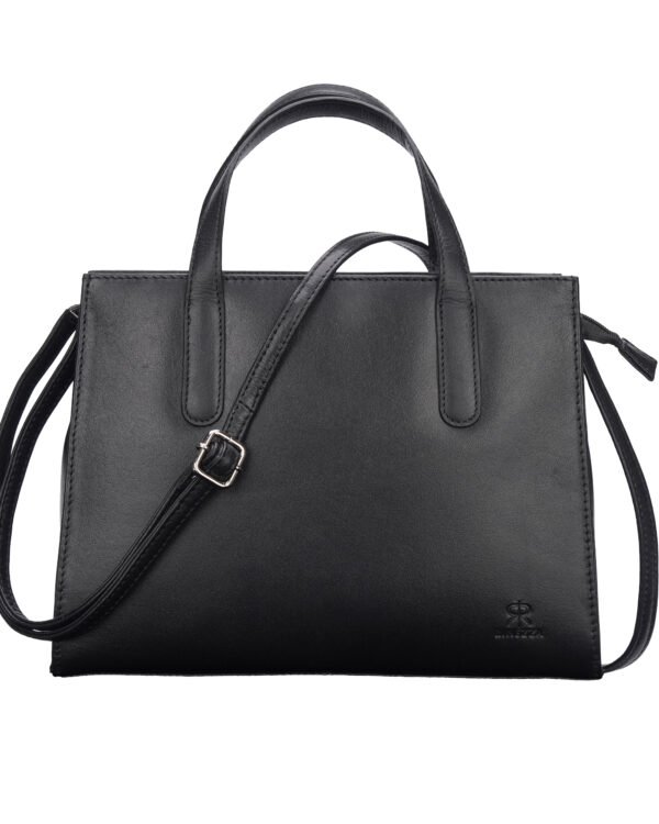 Rinezza Genuine Leather Satchel Handbag for Women, Satchel Bag for Work, Ladies Purse, Stylish Shoulder Bag, Black