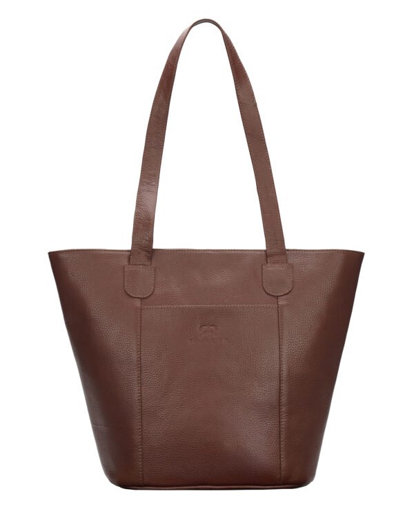 Rinezza Genuine Leather Women's Classic Tote Bag | Hobo Shoulder Bag for Office | Brown Spacious Stylish Design