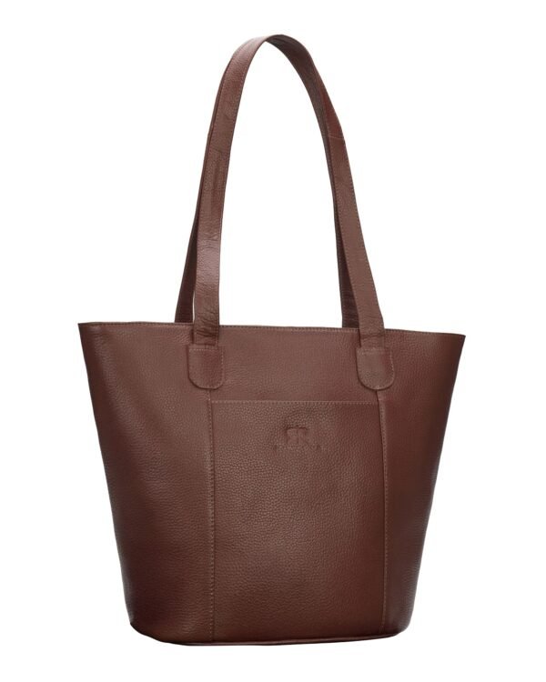 Rinezza Genuine Leather Women's Classic Tote Bag | Hobo Shoulder Bag for Office | Brown Spacious Stylish Design