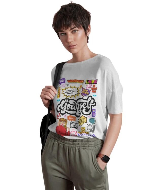 Funtee Be Yourself – Unisex Graphic Imported T-Shirt with Colorful Retro Print