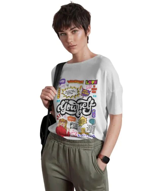 Funtee Be Yourself – Unisex Graphic Imported T-Shirt with Colorful Retro Print