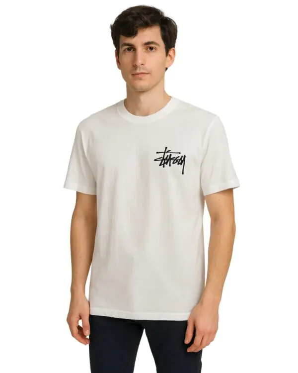 Stüssy Floral Graphic T-Shirt for Men – White Cotton Streetwear Tee