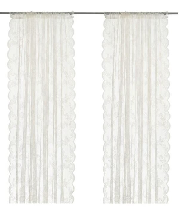 Ikea Net curtains, 1 pair, off-white/with rod pocket, 145x250 cm (57x98 ")