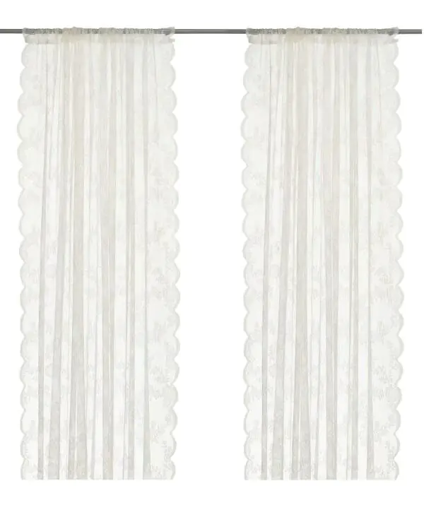 Ikea Net curtains, 1 pair, off-white/with rod pocket, 145x250 cm (57x98 ")