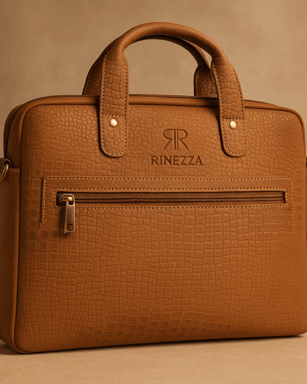 Rinezza Genuine Leather Office Bag for Men & Women 15 Inch Laptop Bag | Professional Leather Bag | Adjustable Straps | Multiple Compartments | Business Travelers