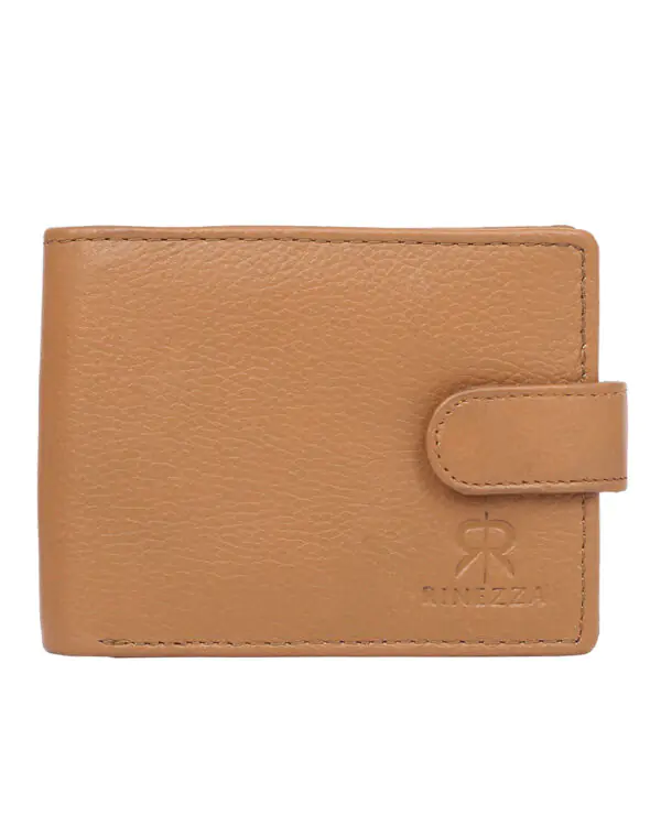 Rinezza Men's Genuine Leather Wallet | RFID Blocking Wallet for Men | Bifold Wallet | Snap Closure | 3 Card Slots, 2 ID Window | 1 Coin Pocket