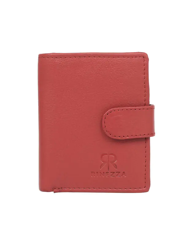 Rinezza Genuine Leather Card Case Wallet for Men & Women with Snap Closure | RFID Protected ATM/Credit Card Holder Wallet | 3 Slots and 1 Currency Slot | 1 Coin Pocket | Gift Box