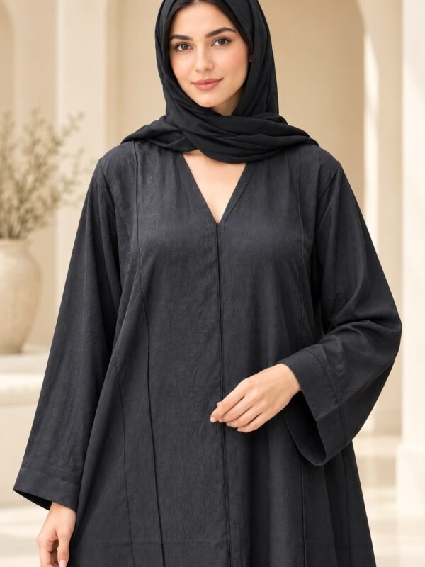 Rinezza Husna Fabric Textured Abaya with Flared Sleeves – Available in 8 Colours